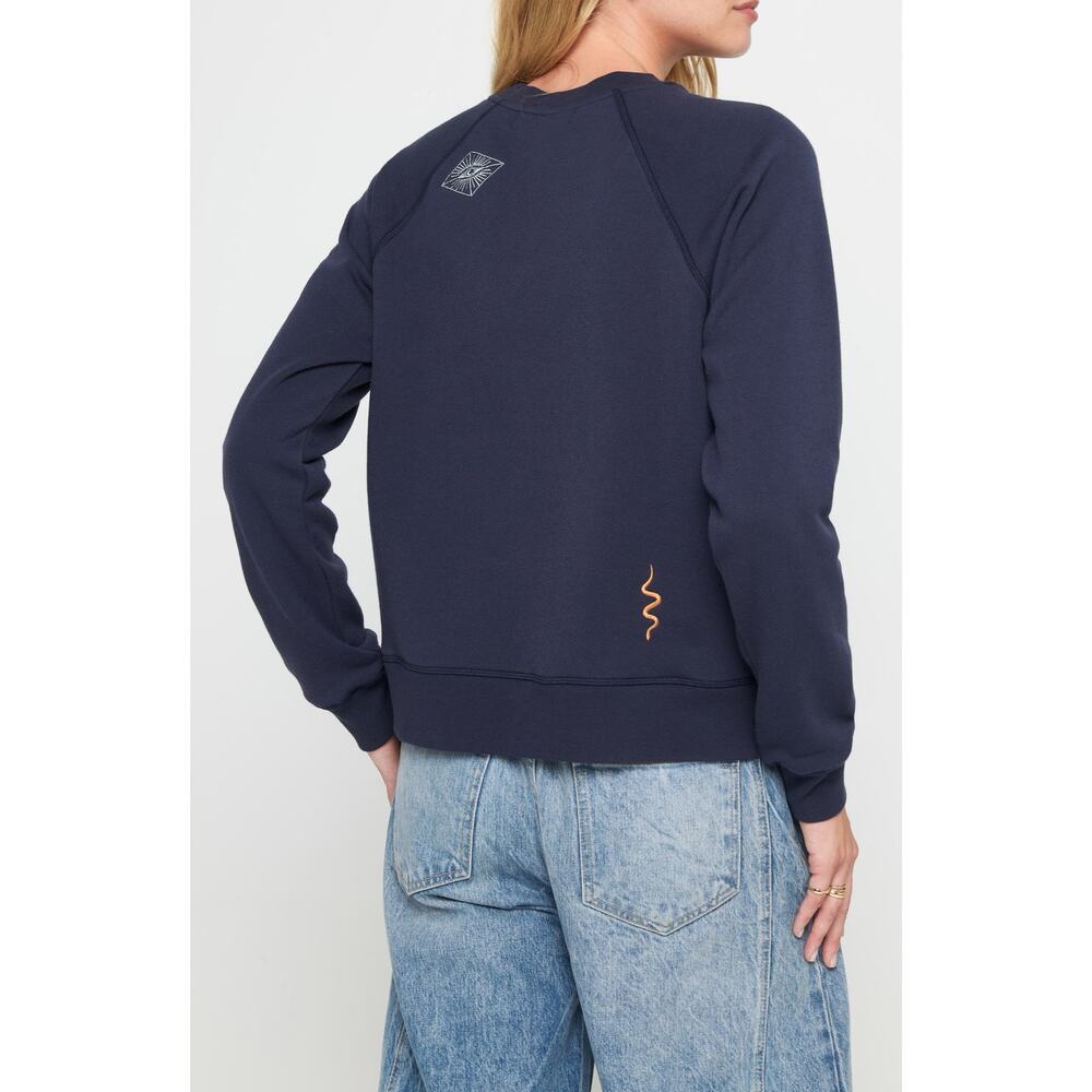 SPIRITUAL GANGSTER Mystical Forever Crewneck Sweatshirt Embroidered Navy - Picture 2 of 11